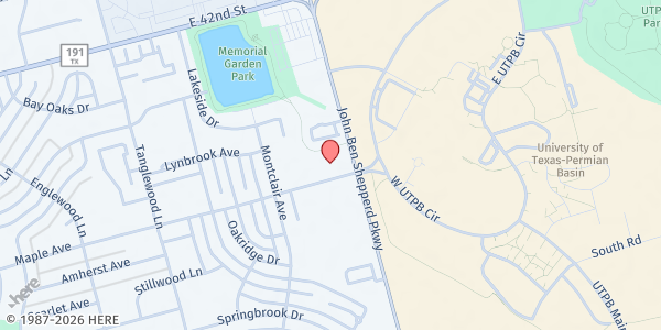 Map showing Westminster Presbyterian Church at 4901 Maple Ave., Odessa, TX