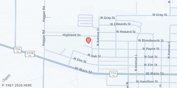 Map showing House of Mercy Enterprises at 1302 W Payne St, Olney, TX