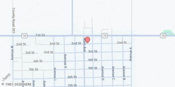 Map showing Community Center at 406 2nd St., Olton, TX