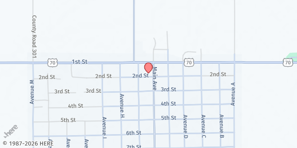 Map showing Olton Community Center at 406 2nd St., Olton, TX