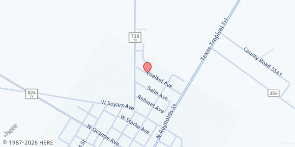 Map showing El Buen Pastor Church - Orange Grove Mobile Pantry at 306 Voelkel St., Orange Grove, TX