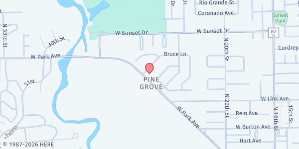 Map showing Orange Christian Services at 2518 W. Park Ave., Orange, TX