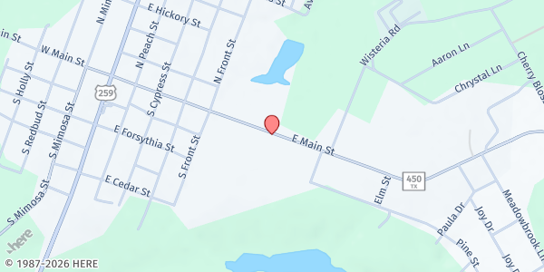 Map showing Ore City Food Pantry at 414B E Main, Ore City, TX