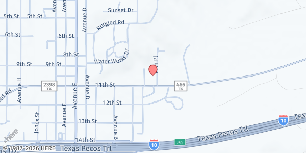 Map showing Ozona UMC at 12 11th St., Ozona, TX