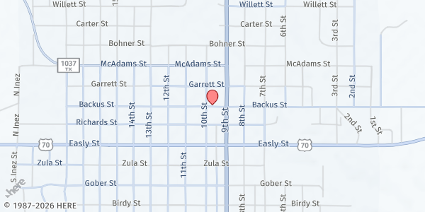 Map showing Paducah Area Food Pantry at 918 Backus, Paducah, TX