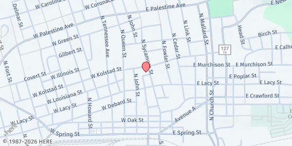 Map showing First Resource Center at 2130 Country Club Rd., Palestine, TX