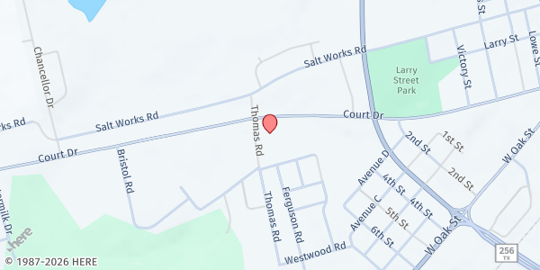 Map showing Palestine Community Food Pantry at 1434 Court Dr., Palestine, TX