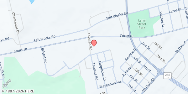 Map showing Palestine Community Food Pantry at 1434 Court Dr., Palestine, TX
