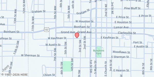 Map showing Salvation Army Paris at 350 W. Kaufman Street, Paris, TX