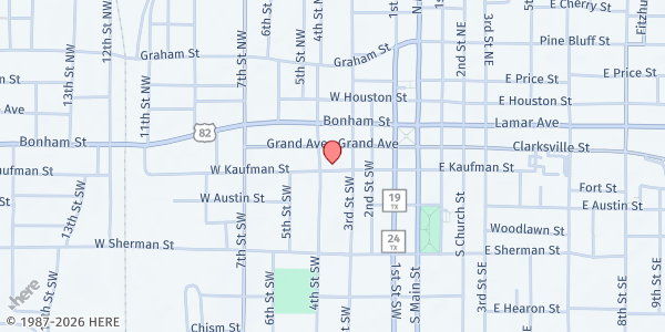 Map showing The Salvation Army - Paris at 350 W. Kaufman St., Paris, TX