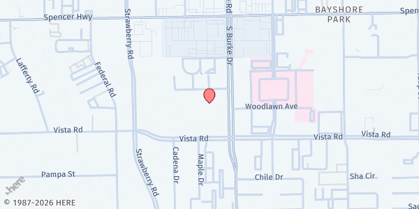 Map showing Hampshire Court Apartments at 3400 Burke Rd, Pasadena, TX