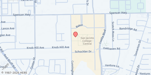 Map showing San Jacinto College - Central Campus Marketplace at 8060 Spencer Hwy., Pasadena, TX