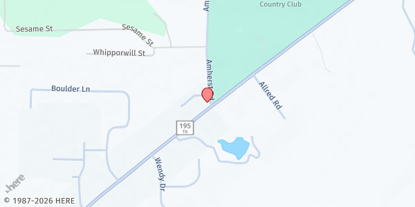 Map showing Soup Kitchen 6:30pm Pecan Basin at 208 N Adams, Pecan Basin, TX