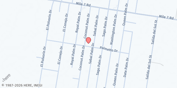 Map showing Proyecto Desarrollo Humano - Penitas at 17617 Sabal Palm Dr., Penitas, TX