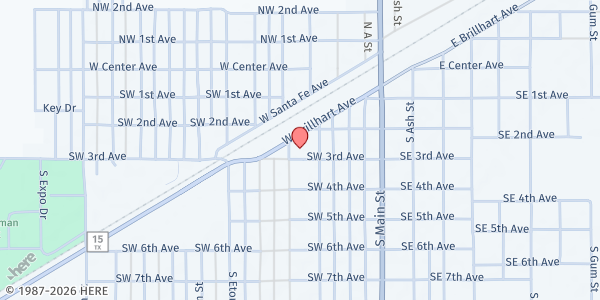 Map showing CWC Jireh Outreach Ministries at 202 S. Amherst St., Perryton, TX