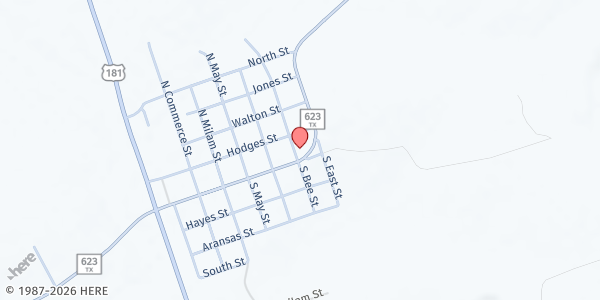 Map showing South TX Helping Hands - Pettus at 707 FM 623 East, Pettus, TX