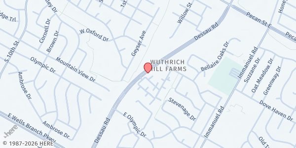 Map showing Cambridge Villas Apartments at 15711 Dessau Rd., Pflugerville, TX