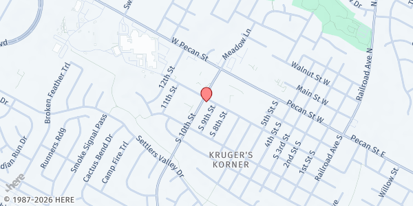 Map showing First Baptist Church Pflugerville at 903 Pfluger St., Pflugerville, TX