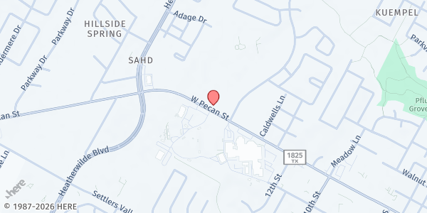 Map showing Mobile Pantry at Pflugerville Stadium at 1440 W. Pecan St., Pflugerville, TX