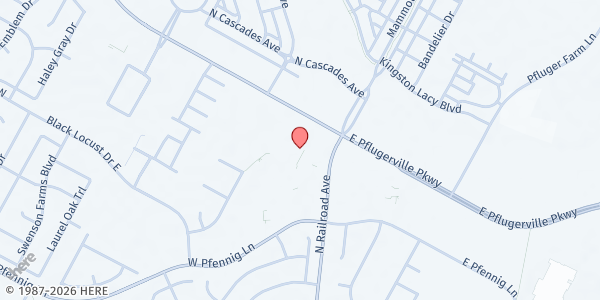 Map showing St. Elizabeth of Hungary Catholic Church at 1520 N. Railroad Avenue, Pflugerville, TX