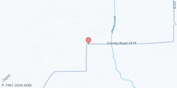 Map showing Pine Forest United Methodist Church at Co. Rd. 3310, Pickton, TX