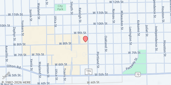Map showing CSFP College Heights at 801 Quincy St, Plainview, TX