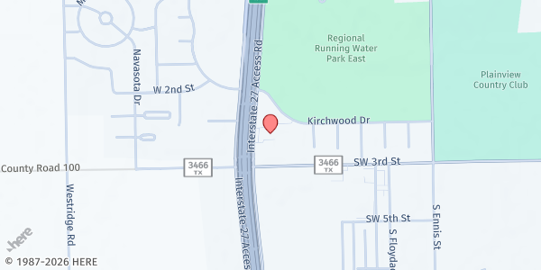 Map showing Trinity Life Church Mobile Pantry Stop at 221 I-27, Plainview, TX