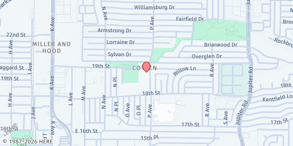 Map showing Christian Benevolent Outreach - Plano at 1804 P Ave., Plano, TX