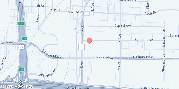 Map showing Dominion Life at 1104 Summit Ave., Plano, TX