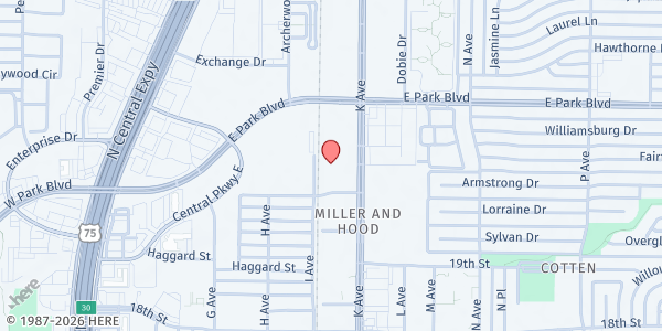 Map showing Local Good Center at 2201 K Ave, Plano, TX