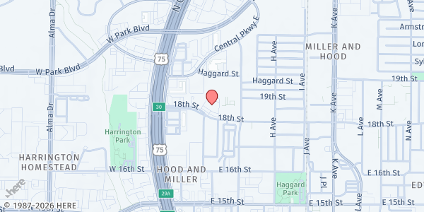 Map showing Minnie's Food Pantry at 661 18th St., Plano, TX