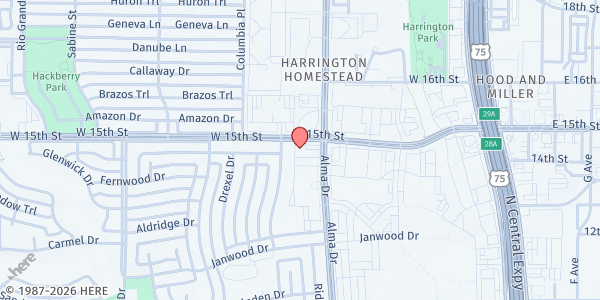 Map showing St. Mark the Evangelist Catholic Church at 1100 W. 15th St., Plano, TX