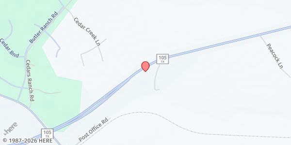 Map showing Lighthouse Sober Living at 15654 TX-105, Plantersville, TX