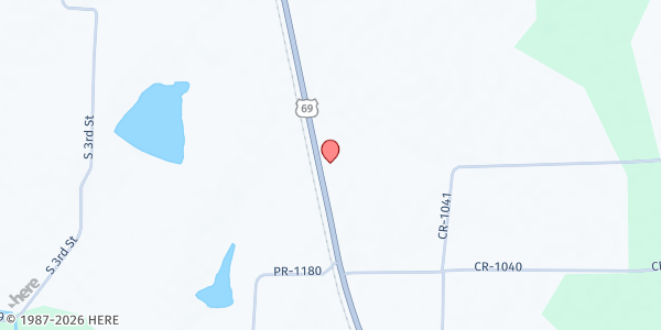 Map showing Clawson Assembly of God at 5569 US-69, Pollok, TX