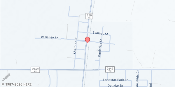 Map showing Ponder Global Methodist Church at 104 Remington Park Ln, Ponder, TX