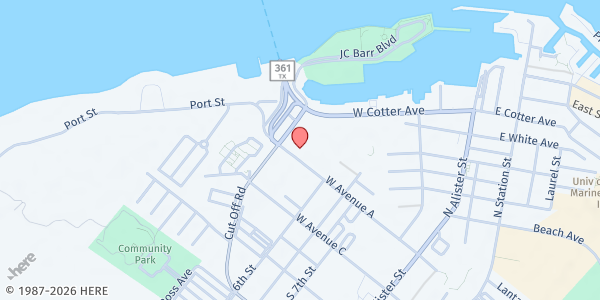 Map showing Port Aransas Civic Center (For Seniors Over 60) at 710 W. Ave. A, Port Aransas, TX
