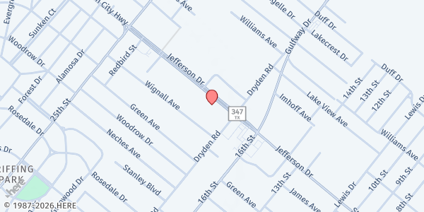 Map showing Charlotte's Cupboard at 1919 Jefferson Dr., Port Arthur, TX