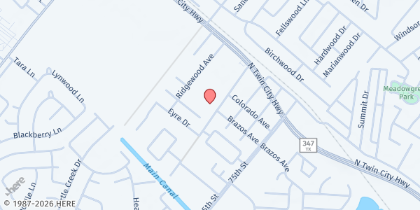 Map showing Grace Church of the Nazarene at 4601 Rice Farm Rd., Port Arthur, TX