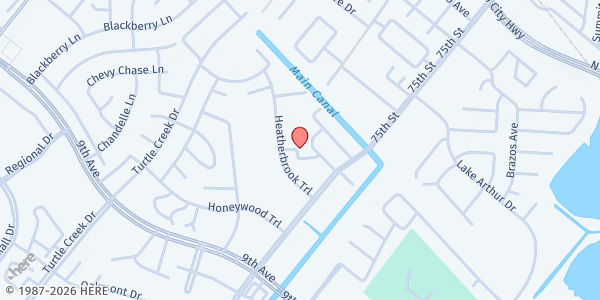 Map showing Heatherbrook Apartments at 7900 Heatherbrook Trail, Port Arthur, TX