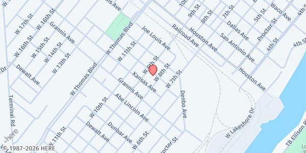 Map showing St. Paul's United Methodist Church at 821 Freeman Ave., Port Arthur, TX