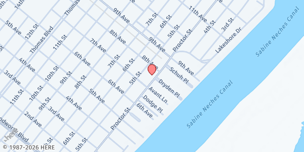 Map showing Triangle Community Outreach East at 3505 Procter St. #45, Port Arthur, TX