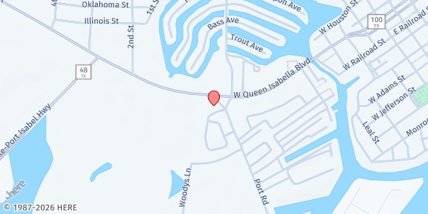 Map showing Bay Area Food Pantry at 110 Port Rd., Port Isabel, TX