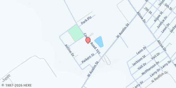 Map showing Calhoun County Senior Food Box Program at 186 Henry Barber Way, Port Lavaca, TX