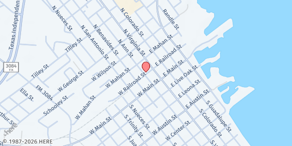 Map showing Fountain of Life Church Food Pantry at 123 W. Railroad St., Port Lavaca, TX