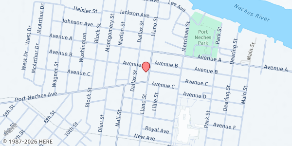 Map showing Central Baptist Church - Feed My Sheep at 903 Ave. B, Port Neches, TX