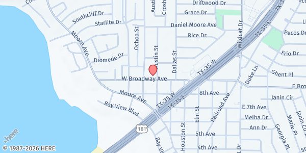 Map showing Our Lady of Mt. Carmel – Works of Charity Portland at 702 W. Broadway Ave. St., Portland, TX