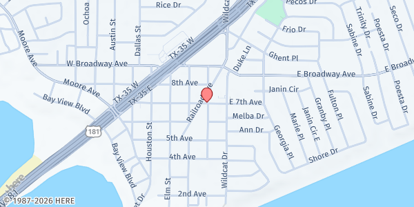 Map showing Salvation Army-Portland at 205 7th Street, Portland, TX