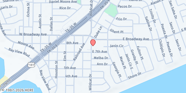 Map showing St. Christopher by the Sea Episcopal Church-Portland at 820 Wildcat Drive, Portland, TX