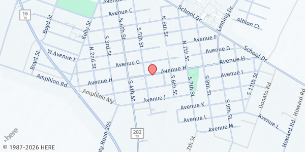 Map showing Atascosa Christian Assistance at 500 Avenue H, Poteet, TX