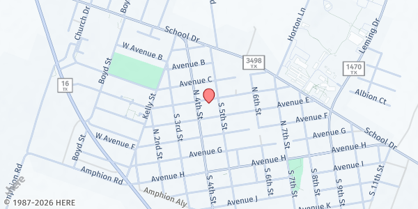 Map showing First Baptist Church Poteet at 437 Ave. D, Poteet, TX